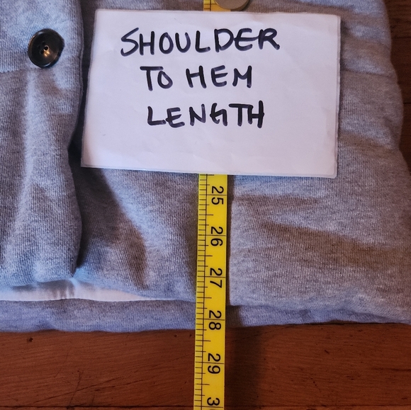 MADEWELL Organic Cotton Heather Cement Grey Sweatshirt Puffer Coat - Picture 8 of 10